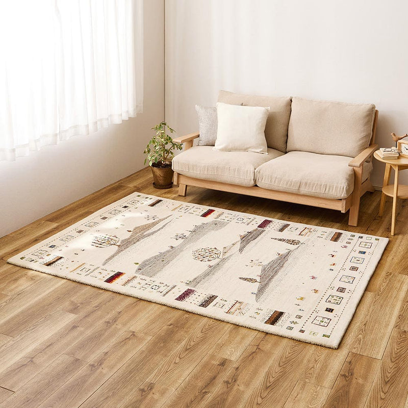 UNICO VENOMA ギャッベ ラグ 100％ウール 140×200cm ギャッベ ラグ 悠花（ユウカ） 約140×200cm ガイア 【直送品】 返品