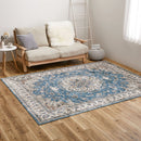 アンティーク絨毯風プリントラグ カメオ ブルー 230×330 メーカー直送 ▼返品・キャンセル不可【他商品との同時購入不可】