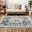 アンティーク絨毯風プリントラグ カメオ グレー 230×230 メーカー直送 ▼返品・キャンセル不可【他商品との同時購入不可】