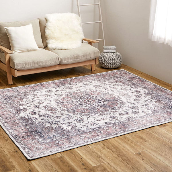アンティーク絨毯風プリントラグ カメオ ピンク 230×330 メーカー直送 ▼返品・キャンセル不可【他商品との同時購入不可】