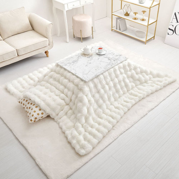 こたつ布団 ルナ 約190×190cm アイボリー メーカー直送 ▼返品・キャンセル不可【他商品との同時購入不可】