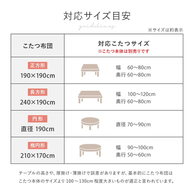 こたつ布団 ルナ 約210×170cm  アイボリー メーカー直送 ▼返品・キャンセル不可【他商品との同時購入不可】