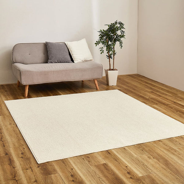 オーガニックコットンの日本製ラグ アイボリー 185×185  メーカー直送 ▼返品・キャンセル不可【他商品との同時購入不可】