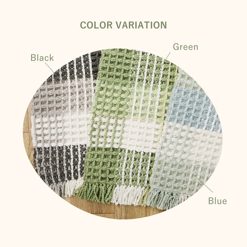 ワッフル風ラグ チェック柄 エルフ グリーン 100×140 メーカー直送 ▼返品・キャンセル不可【他商品との同時購入不可】