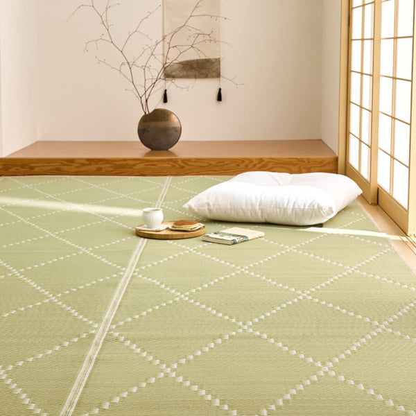 裏付き 洗えるい草風カーペット モンド 江戸間4.5畳 グリーン メーカー直送 ▼返品・キャンセル不可【他商品との同時購入不可】