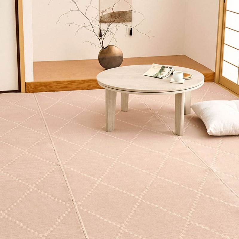 裏付き 洗えるい草風カーペット モンド 江戸間6畳 ピンク メーカー直送 ▼返品・キャンセル不可【他商品との同時購入不可】