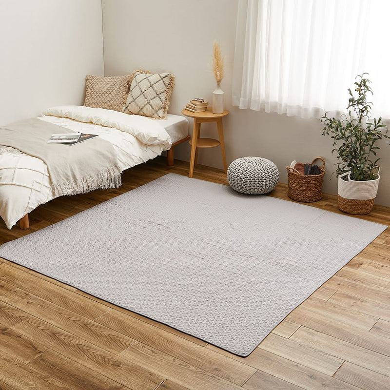 綿100％のイブルラグマット デコール 4.5畳用 グレー メーカー直送 ▼返品・キャンセル不可【他商品との同時購入不可】