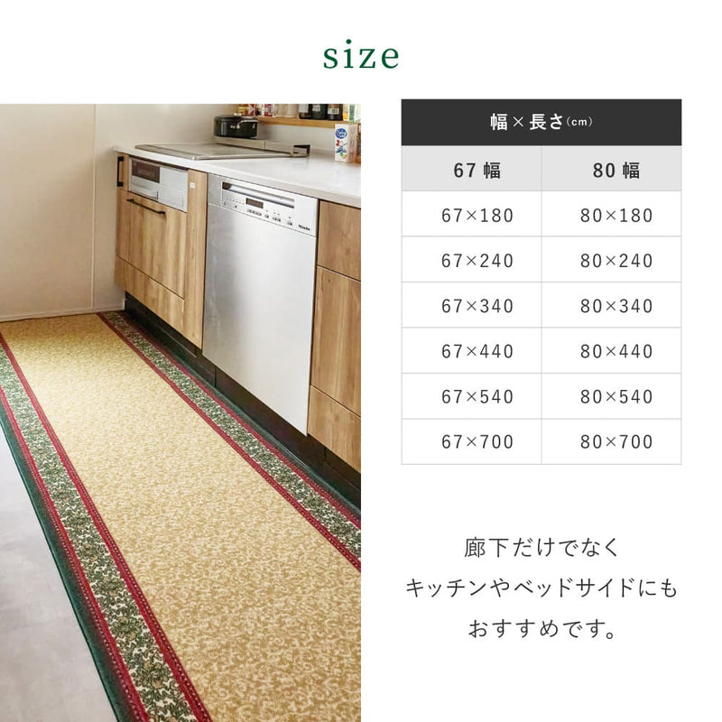 廊下敷きプリントマット ナタリア 67X440 GR  メーカー直送 ▼返品・キャンセル不可【他商品との同時購入不可】