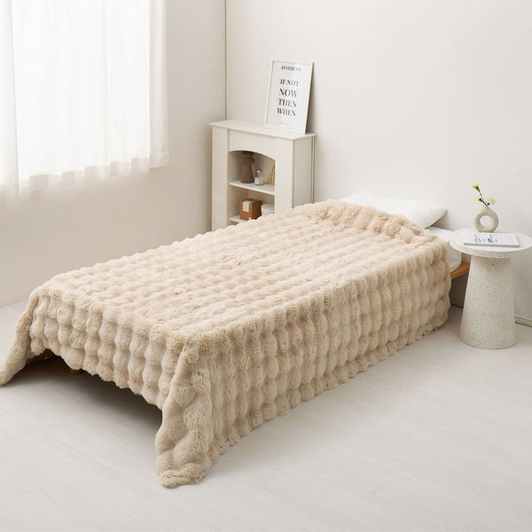 ポコポコ毛布 ルナ ハーフ 約100×140cm ベージュ メーカー直送 ▼返品・キャンセル不可【他商品との同時購入不可】