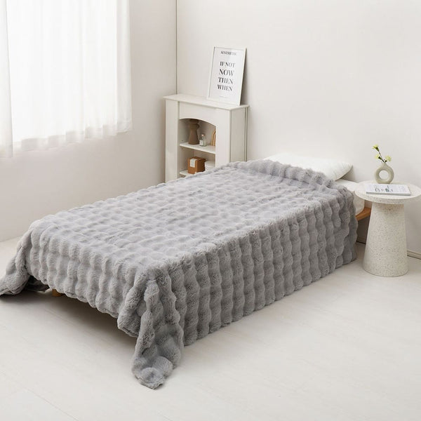 ポコポコ毛布 ルナ ハーフ 約100×140cm グレー メーカー直送 ▼返品・キャンセル不可【他商品との同時購入不可】