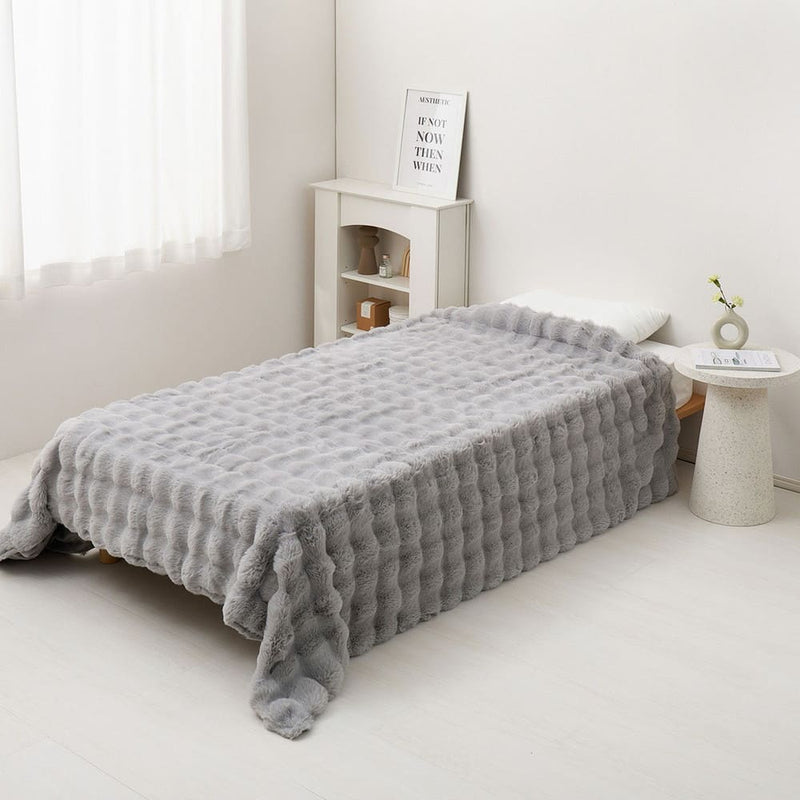 ポコポコ毛布 ルナ ハーフ 約100×140cm グレー メーカー直送 ▼返品・キャンセル不可【他商品との同時購入不可】