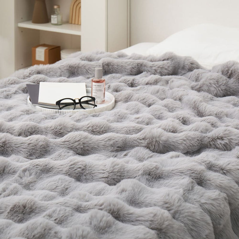 ポコポコ毛布 ルナ ダブル 約180×200cm グレー メーカー直送 ▼返品・キャンセル不可【他商品との同時購入不可】