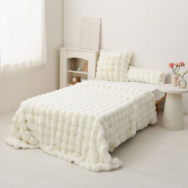 ポコポコ毛布 ルナ セミダブル 約160×200cm アイボリー メーカー直送 ▼返品・キャンセル不可【他商品との同時購入不可】