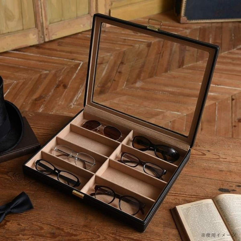 レザーメガネケース(コレクションケース)8本用 240-452 メーカー直送 ▼返品・キャンセル不可【他商品との同時購入不可】