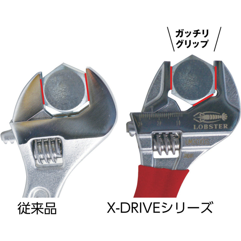 エビ ハイブリッドモンキーレンチX グリップ 300mm メーカー直送 ▼返品・キャンセル不可【他商品との同時購入不可】