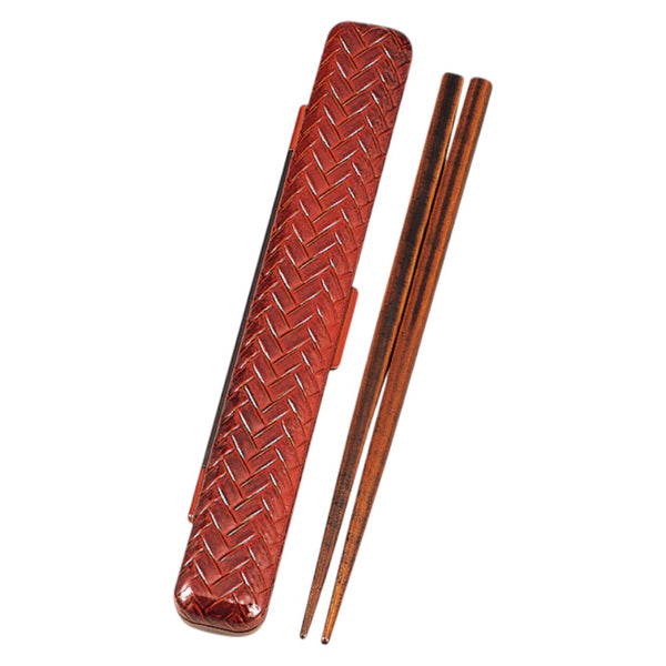 たつみや あじろ箸箱セット 春慶 18．0