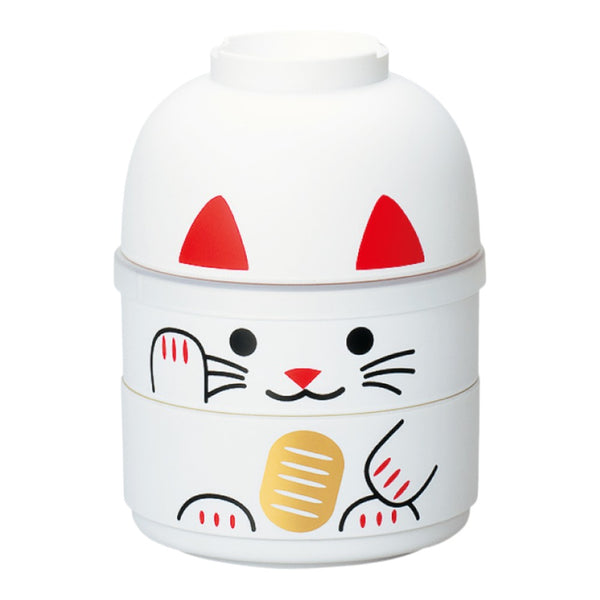 たつみや こけし二段弁当 まねきねこ 白