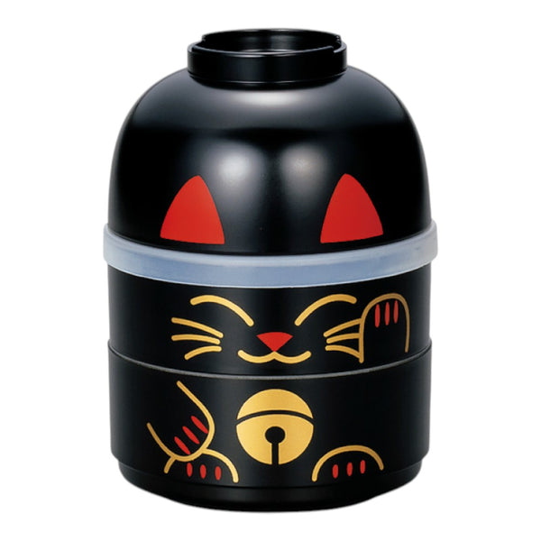 たつみや こけし二段弁当 まねきねこ 黒
