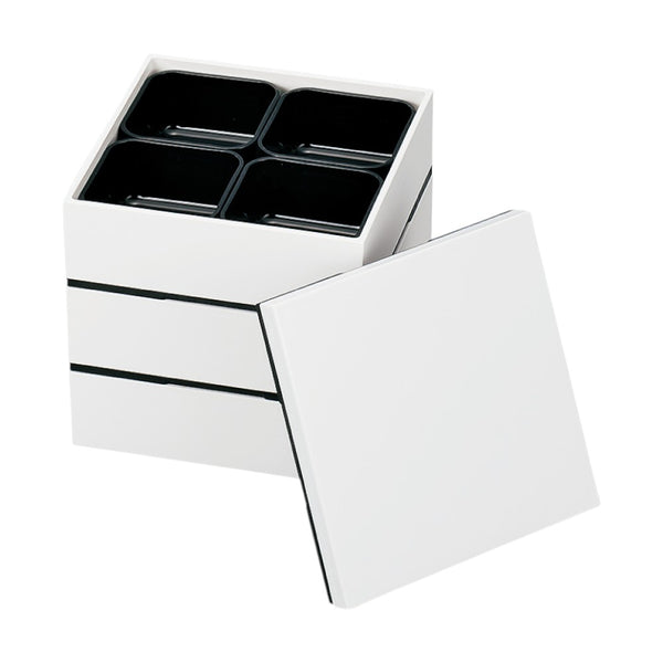 たつみや レンジ対応15．0角三段重 ホワイト