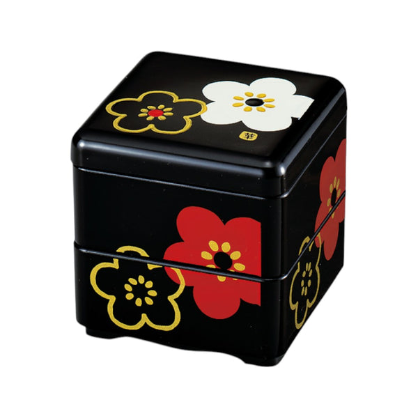 たつみや ミニお重珍味角 黒華文様梅