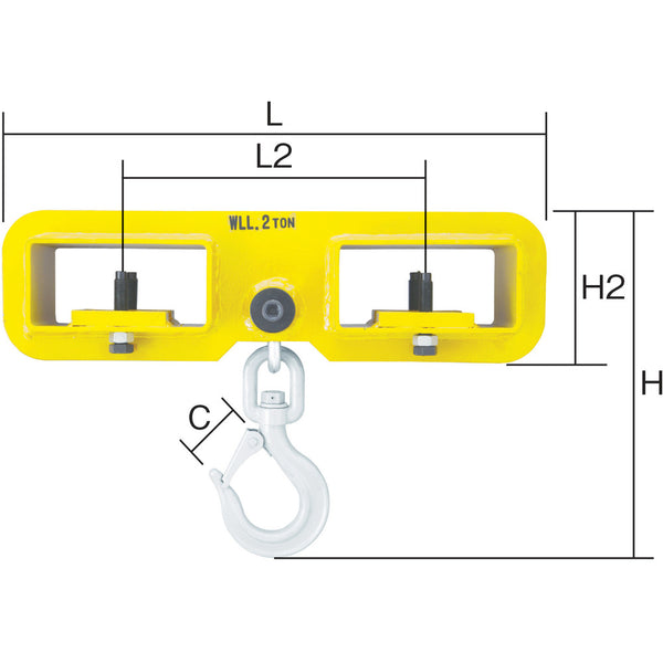 スーパー　フォークリフト用吊フック　容量：２ｔｏｎ メーカー直送 ▼返品・キャンセル不可【他商品との同時購入不可】