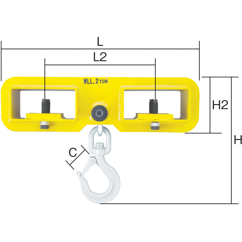 スーパー　フォークリフト用吊フック　容量：２ｔｏｎ メーカー直送 ▼返品・キャンセル不可【他商品との同時購入不可】