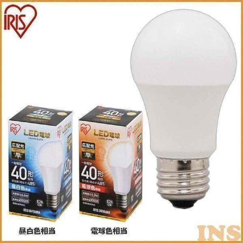 Iris Ohyama LED 灯泡 E26 40W 等效宽光分布日光白色