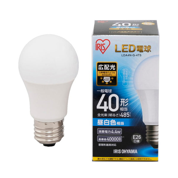 Iris Ohyama LED 灯泡 E26 40W 等效宽光分布日光白色