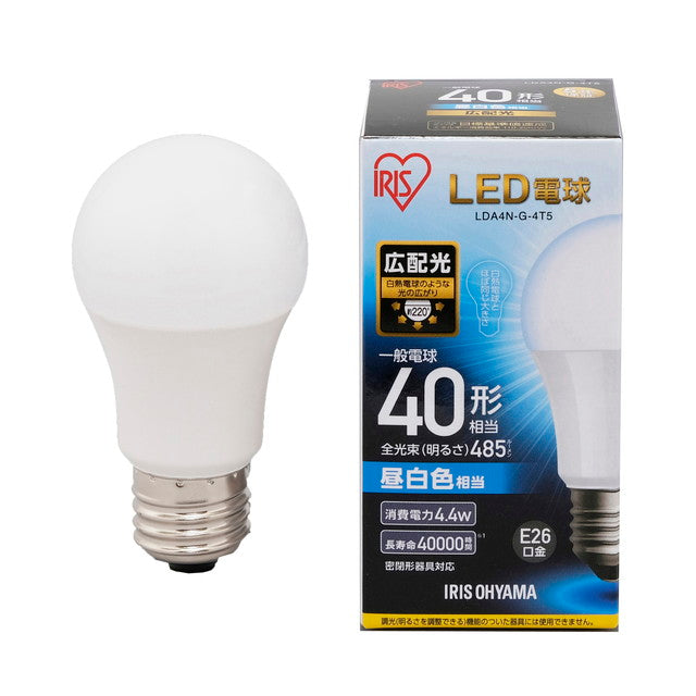 Iris Ohyama LED Bulb E26 40W Equivalent Wide Light Distribution Daylight White