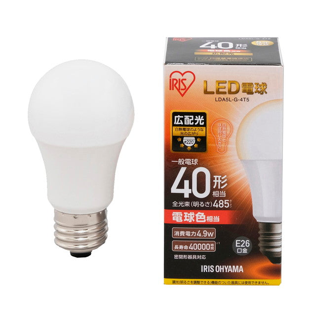 Iris Ohyama LED Bulb E26 40W Equivalent Wide Light Distribution Bulb Color