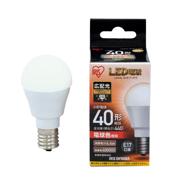 Iris Ohyama LED Bulb E17 40W Equivalent Wide Light Distribution Bulb Color