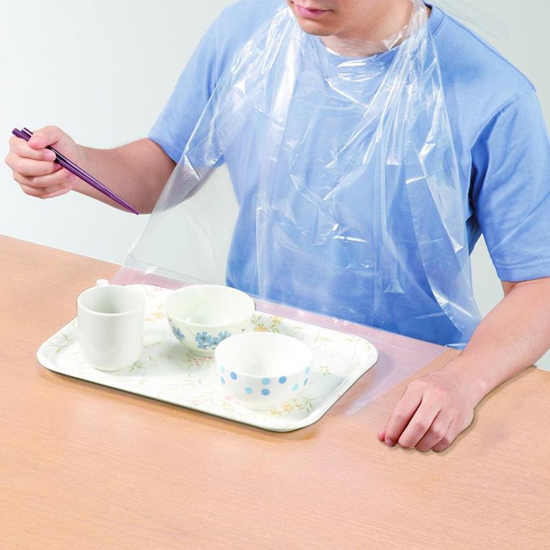 Disposable meal apron with pocket, transparent 60 sheets