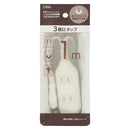 オーム電機 3個口タップ マグネット付き 1m