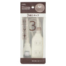 オーム電機 3個口タップ マグネット付き 3m