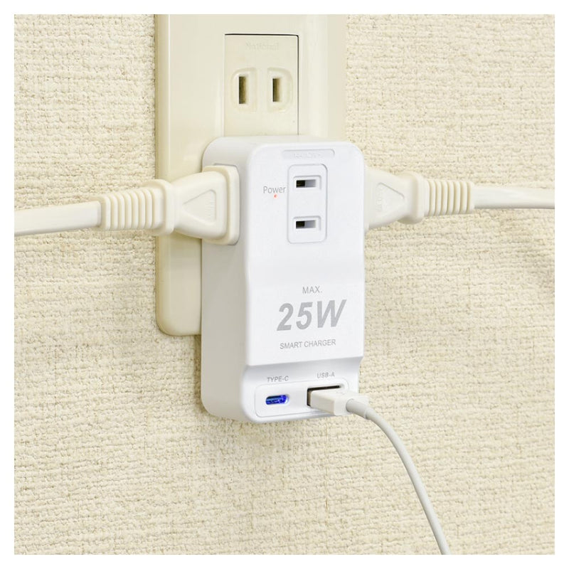 オーム電機 発煙ガード USB付タップ 3個口