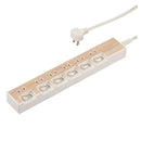 オーム電機 節電タップ 6個口 木目調 1.5m ホワイト