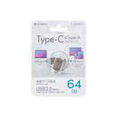 オーム電機 PCGEAR USBメモリーTypeC&TypeA対応 64GB 1個