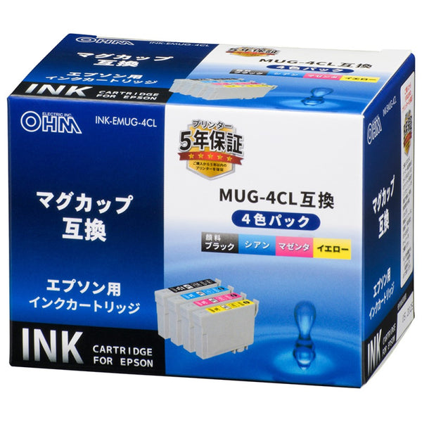 オーム電機 エプソン互換 マグカップ ４色パック