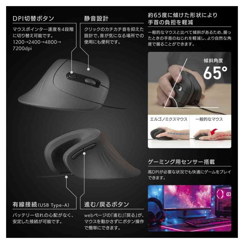 オーム電機 エルゴノミクスマウス