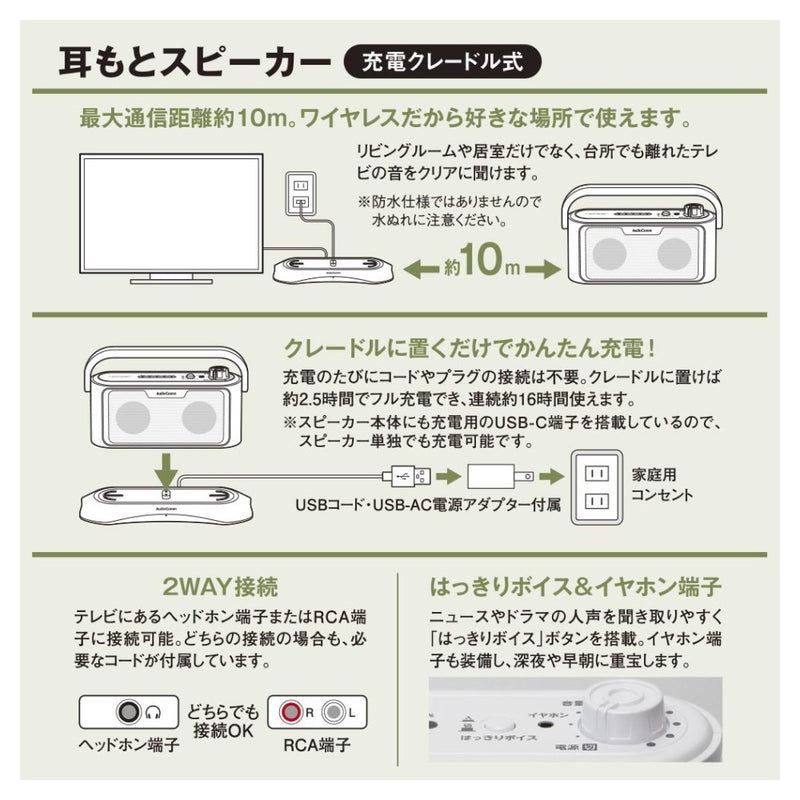 オーム電機 ワイヤレス耳元スピーカー