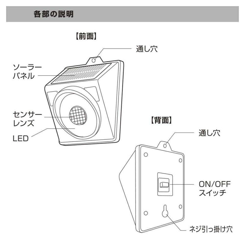 オーム電機 センサーウォールライト ソーラー 200ルーメン 1個