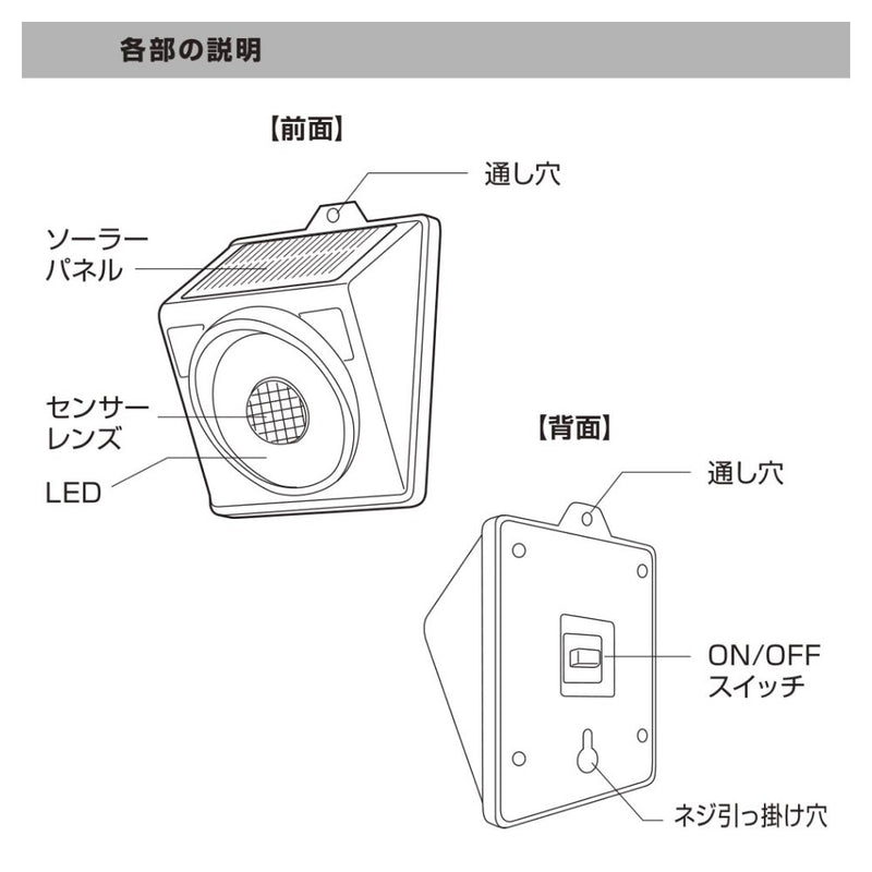 オーム電機 センサーウォールライト ソーラー 200ルーメン 1個