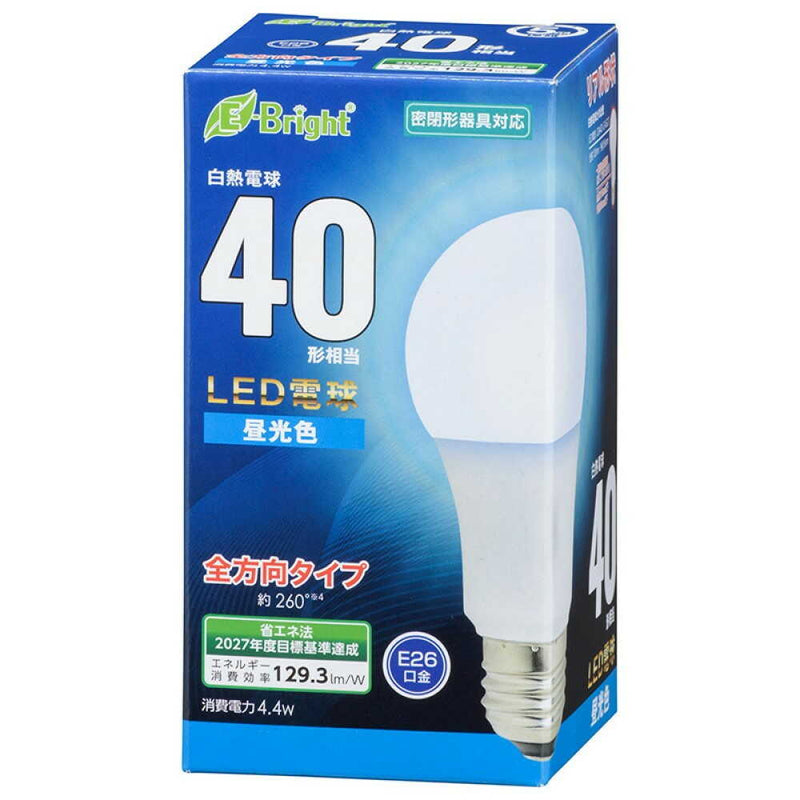 オーム電機 LED電球 E26 40形相当 昼光色