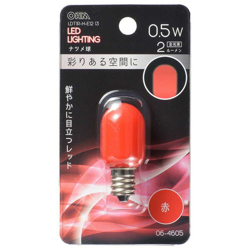 オーム電機 LEDナツメ球装飾用 E12 赤色