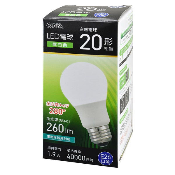 オーム電機 LED電球 E26 20形相当