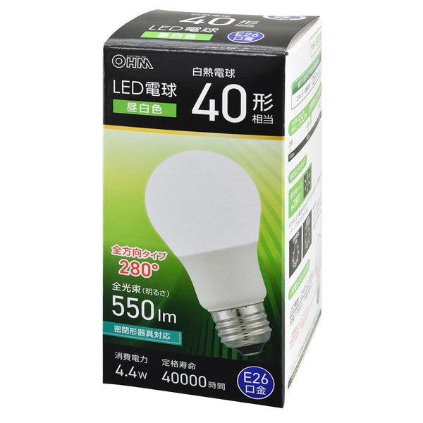 オーム電機 LED電球 E26 40形相当