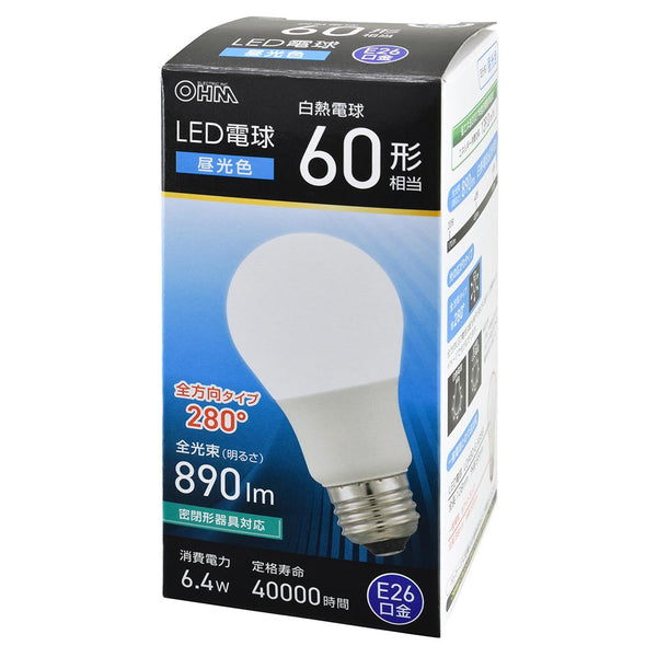 オーム電機 LED電球 E26 60形相当