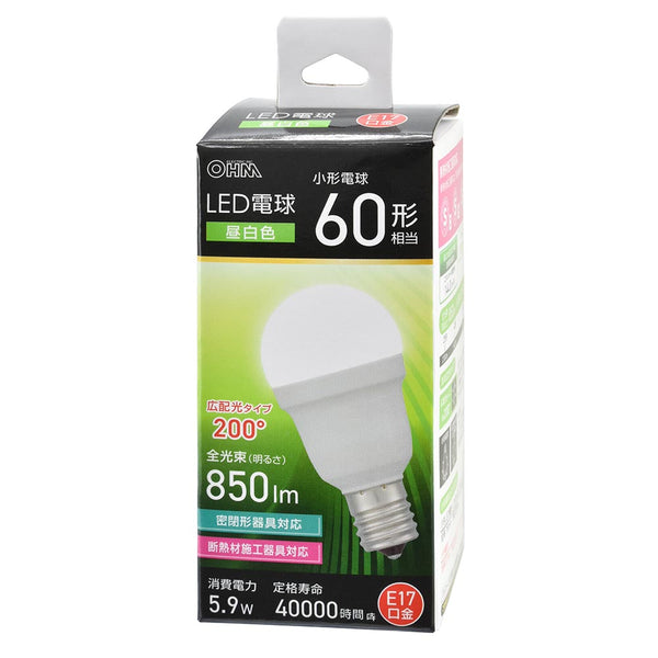 オーム電機 LED電球小形 60形相当