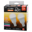 オーム電機 LED電球小形 40形電球色 2個入