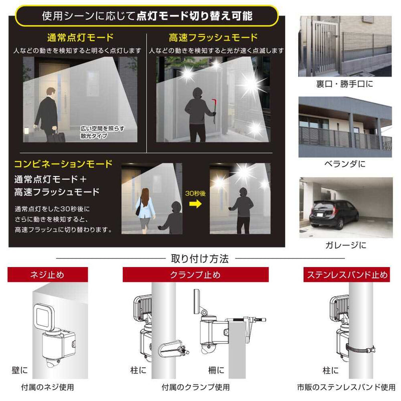 オーム電機 monban防犯センサーライト 1灯コンセント式